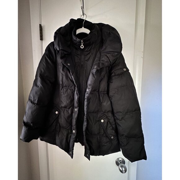 DKNY Women's Mid Length Puffer Black Winter Coat Size Large - Picture 4 of 4